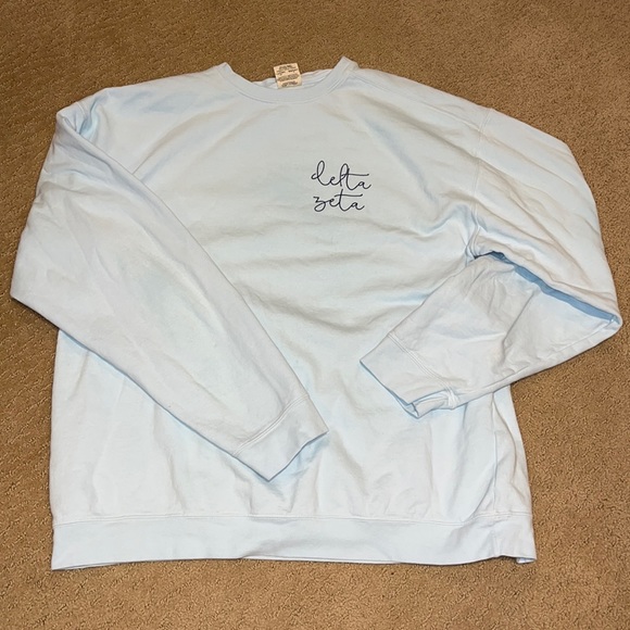 Comfort Colors Tops - Delta Zeta Mom Baby Blue Sweatshirt